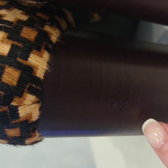 Geometric Lug Lace Zip Up High Heel hiking boots Fur Leather Antonio Melani New - Picture 10 of 10